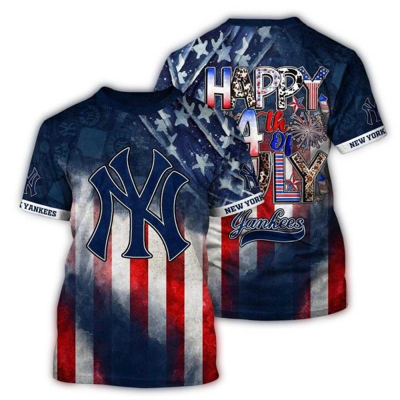 MLB New York Yankees 3D T Shirt Baseball Bloom Burst For Fans Sports 1 zc16u9