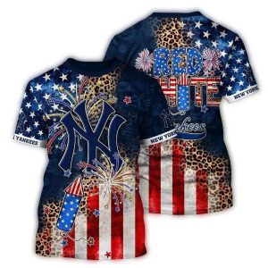 New York Yankees 4Th Of July Red, White & Blue All-Over Print T-Shirt