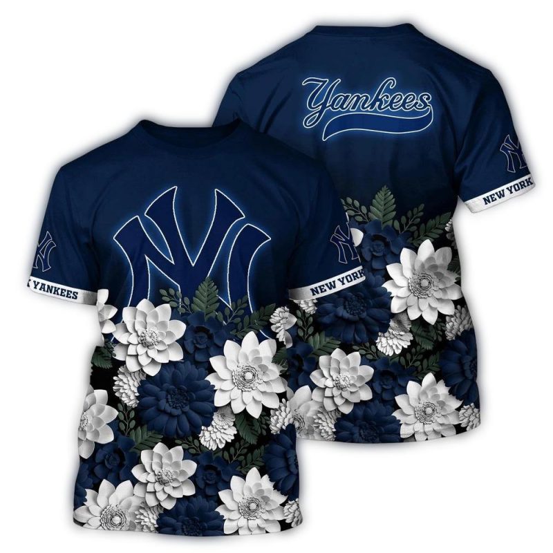 MLB New York Yankees 3D T Shirt Floral Vibes For Fans Sports 1 t1n0ro