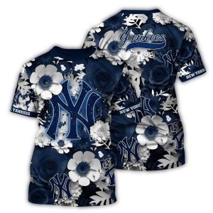 New York Yankees Floral Pattern Summer All Over Print T-Shirt For Fans
