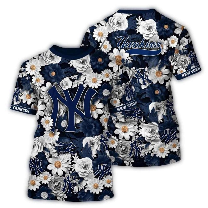 New York Yankees Blossom Pattern All-Over Print T-Shirt