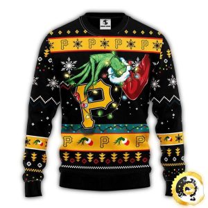 Pittsburgh Pirates Grinch Hold Logo Christmas Ugly Sweater for Fans