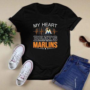 Miami Marlins T-Shirt - My Heart Beats For The Marlins Apparel