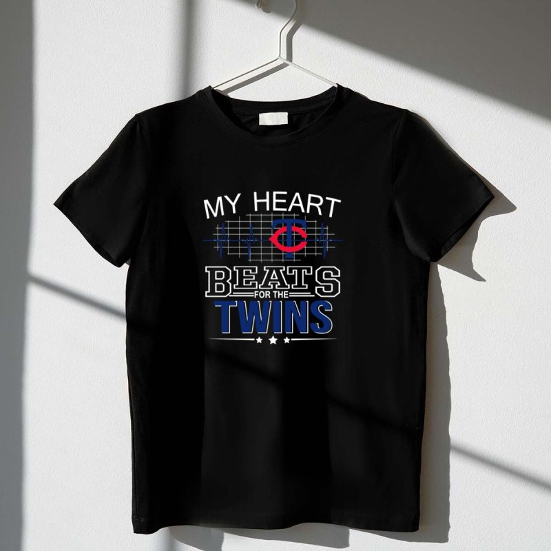 MY HEART BEATS FOR THE MINNESOTA TWINS LOGO WITH BASEBALL BACKDROP T Shirt t shirt 1 1