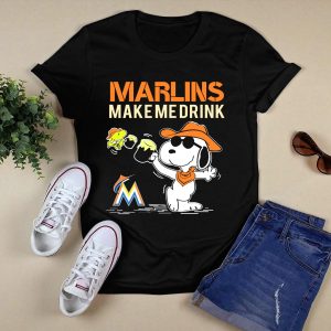 Snoopy Miami Marlins T-Shirt - Perfect For Fans Who Love To Drink
