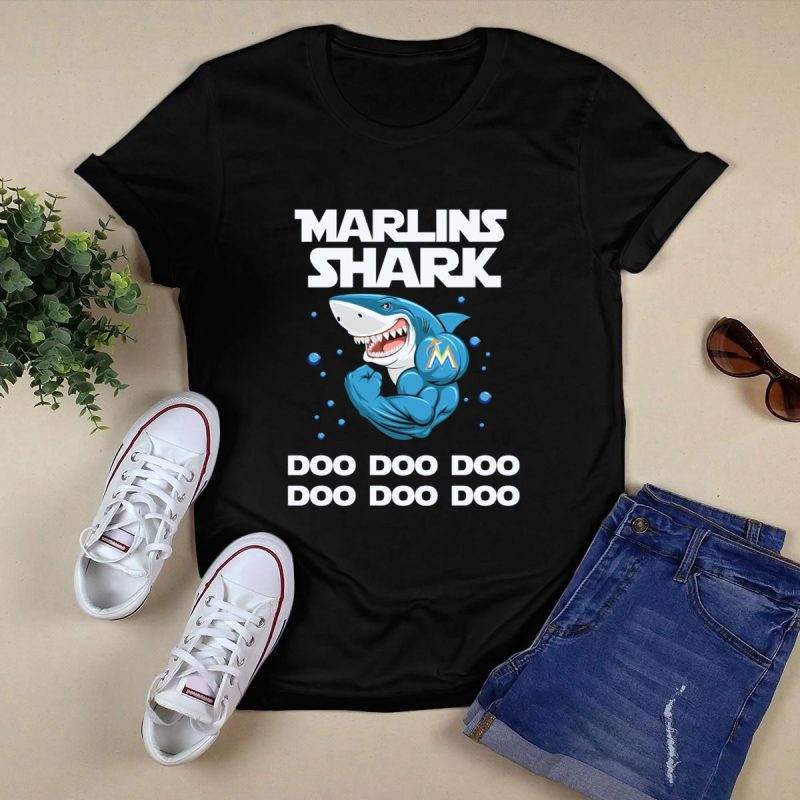 Marlins Shark Doo Doo Doo Miami Marlins Character T Shirt Black 1
