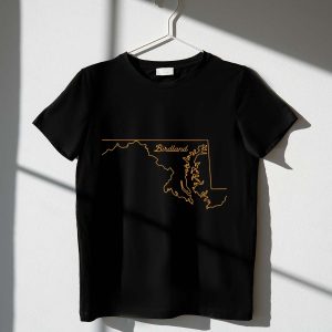 Baltimore Orioles Baseball Map Outline T-Shirt - Maryland Birdland Design