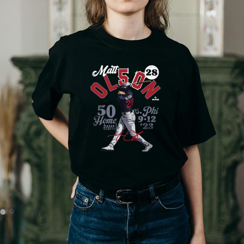 Matt Olson Atlanta Braves 50 Homers Baseball T-Shirt - Fan Apparel - Image 2