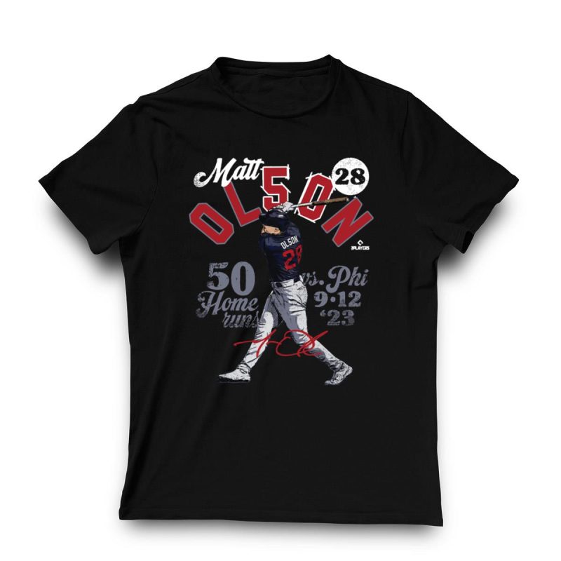Matt Olson Atlanta Braves 50 Homers Baseball T-Shirt - Fan Apparel - Image 3