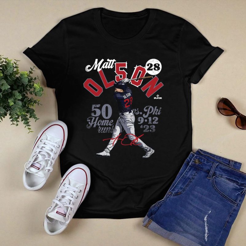Matt Olson Atlanta Braves 50 Homers Baseball T-Shirt - Fan Apparel - Image 5