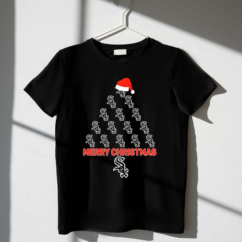 Merry Christmas Chicago White Sox Santa Hat Tree Fan T Shirt t shirt 1 1