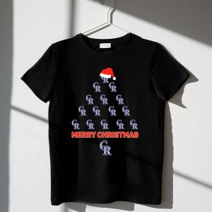 Christmas Colorado Rockies Tree With Santa Hat T-Shirt For Holiday Cheer