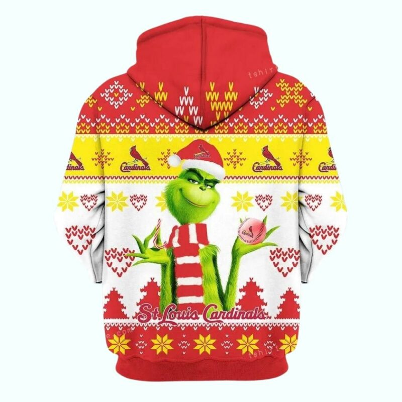 Merry Christmas Grinch St. Louis Cardinals Graphic Unisex Hoodie - Image 3