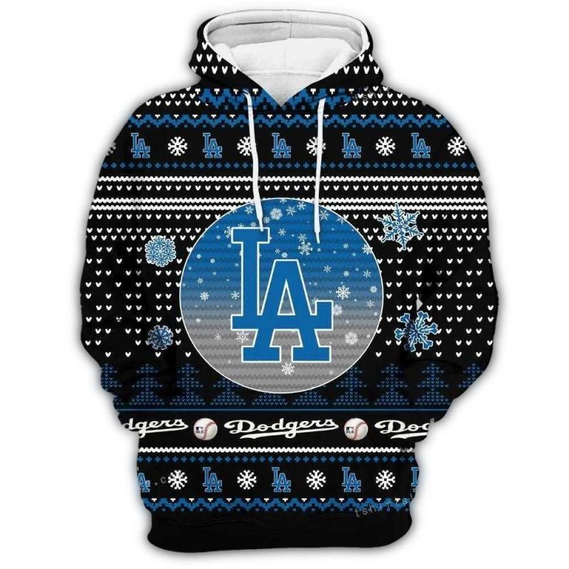 Merry Christmas Los Angeles Dodgers All Over Print Hoodie for Fans - Image 2