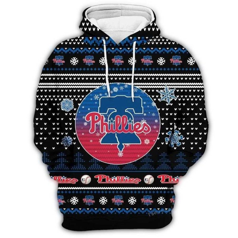 Merry Christmas Philadelphia Phillies All-Over Print Hoodie for Fans - Image 2