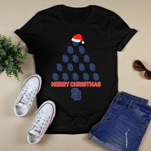 Santa Hat Tree Formation T-Shirt For Merry Christmas San Diego Padres Fans