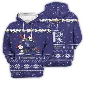 Snoopy Christmas All Over Print Hoodie For Colorado Rockies Fans