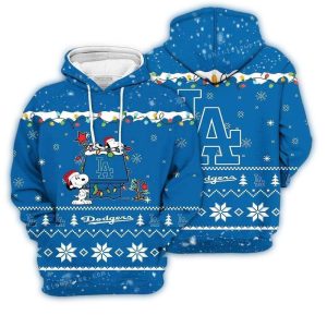 Los Angeles Dodgers Snoopy Merry Christmas All Over Print Hoodie