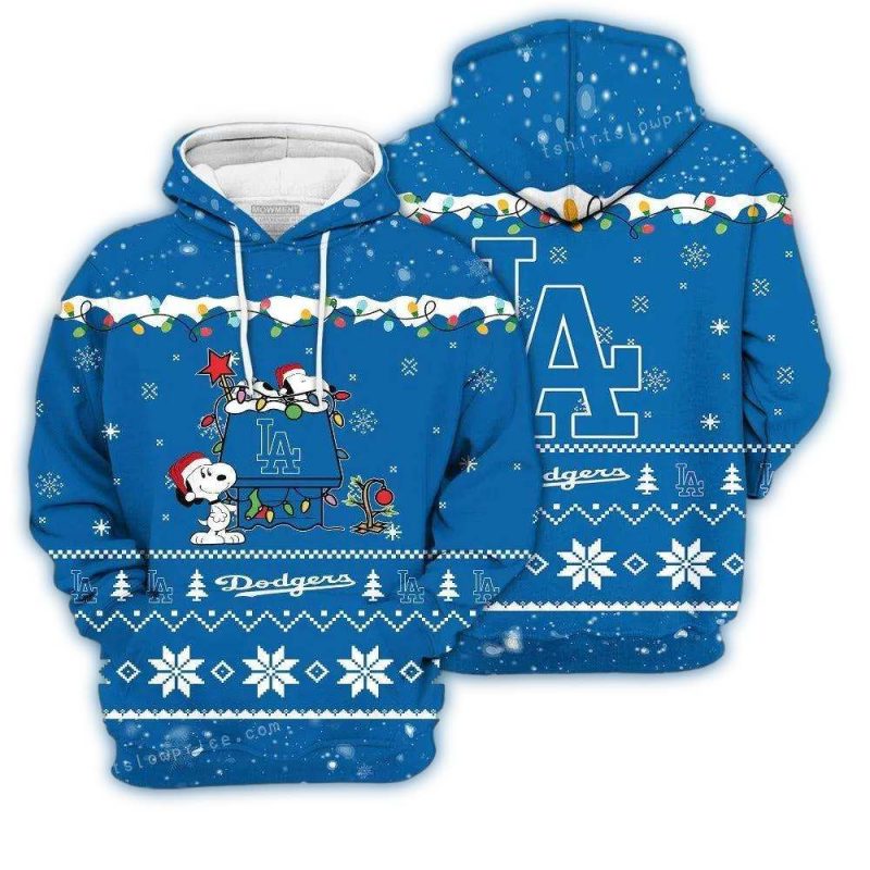 Los Angeles Dodgers Snoopy Merry Christmas All Over Print Hoodie