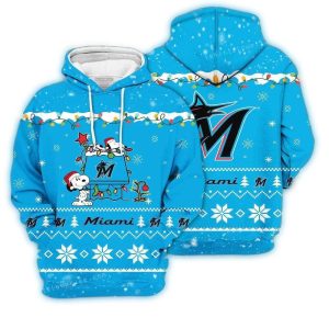 Merry Christmas Miami Marlins Snoopy All-Over Print Hoodie For Fans