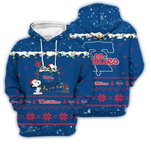 Snoopy All-Over Print Merry Christmas Philadelphia Phillies Hoodie