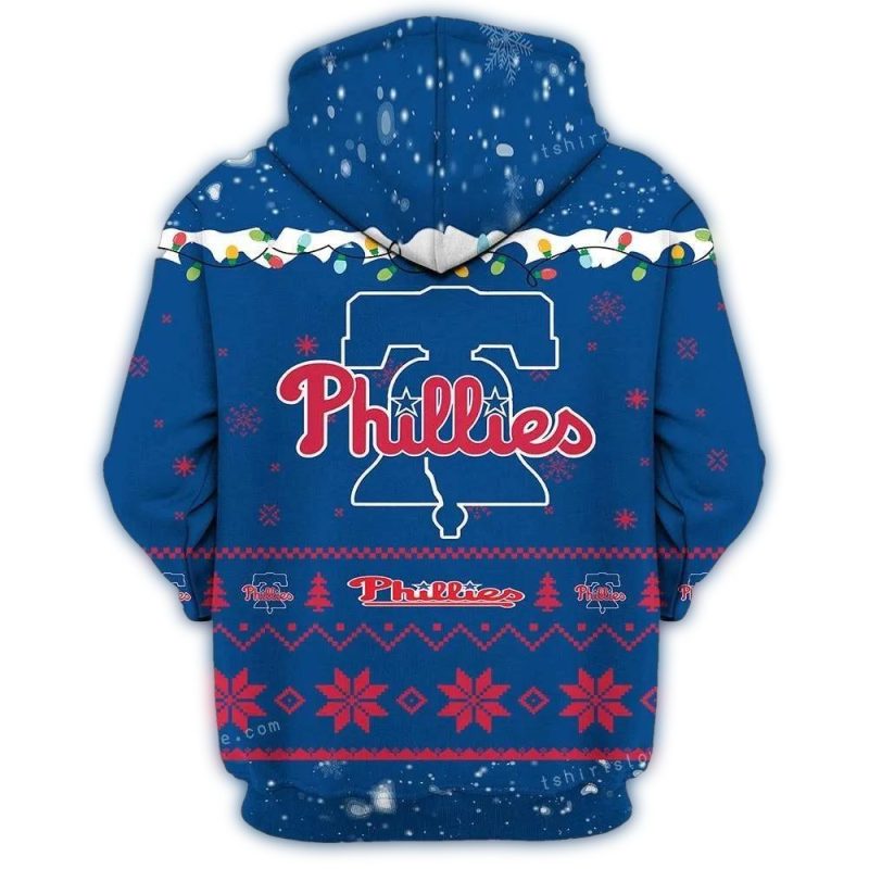 Snoopy All-Over Print Merry Christmas Philadelphia Phillies Hoodie - Image 3