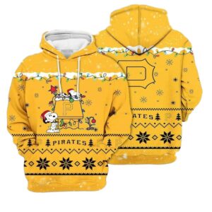 Pittsburgh Pirates Snoopy All Over Print Hoodie - Merry Christmas Gift