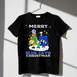 Merry Toronto Blue Jays Christmas T-Shirt With Snoopy & Friends Design
