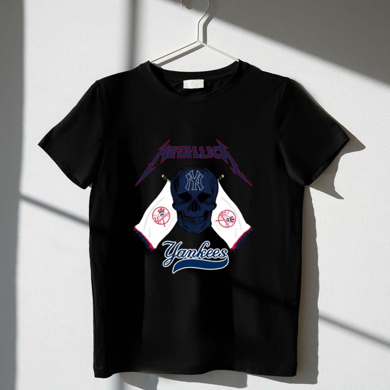 Meta llica New York Yankees Skull Flag Shirt t shirt 1 1