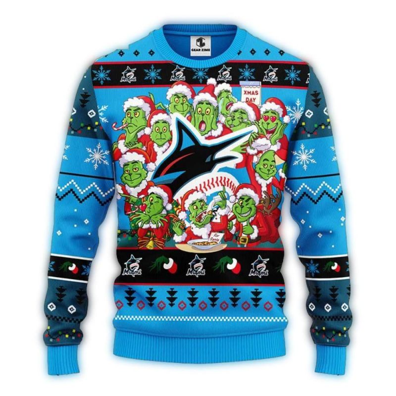 Miami Marlins 12 Grinch Xmas Day Ugly Sweater 1