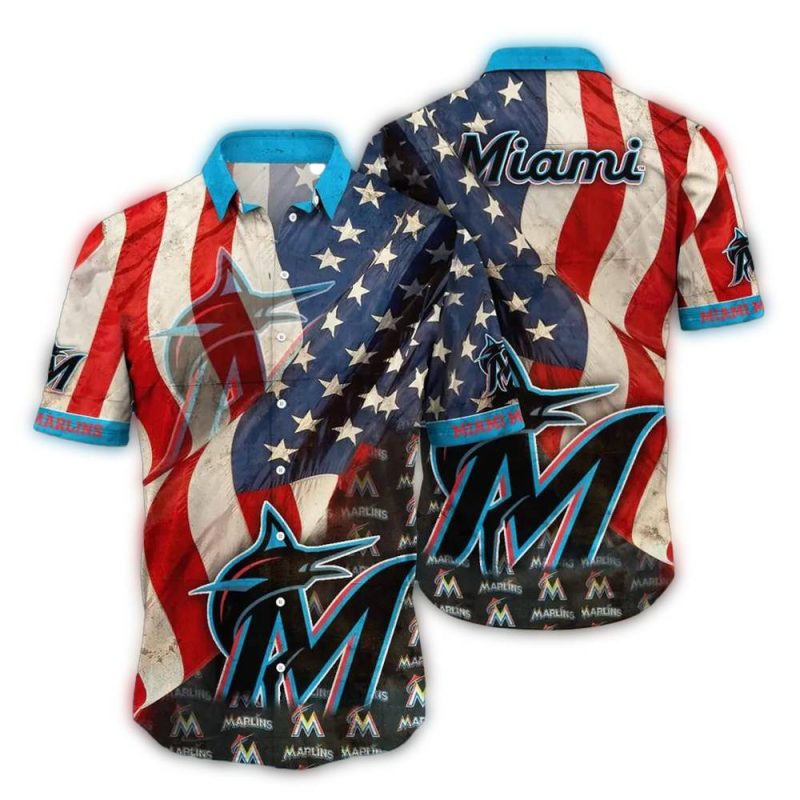 Miami Marlins American Pride Hawaiian Shirt 1