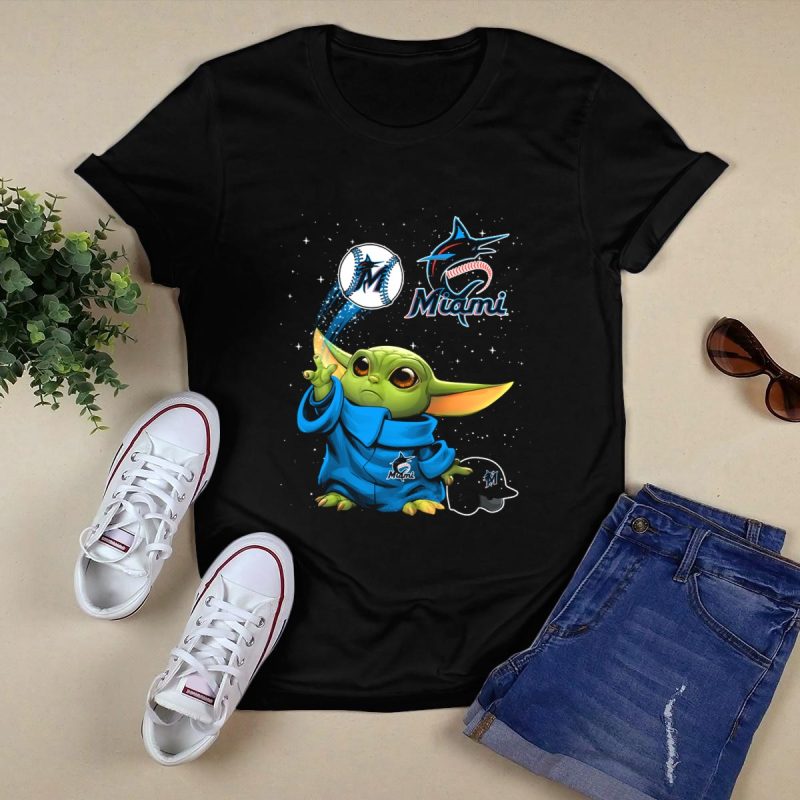 Miami Marlins Baby Alien Starry Baseball Magic T Shirt Black 1