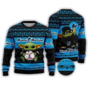 Miami Marlins Baby Yoda Baseball Ugly Sweater For Kids
