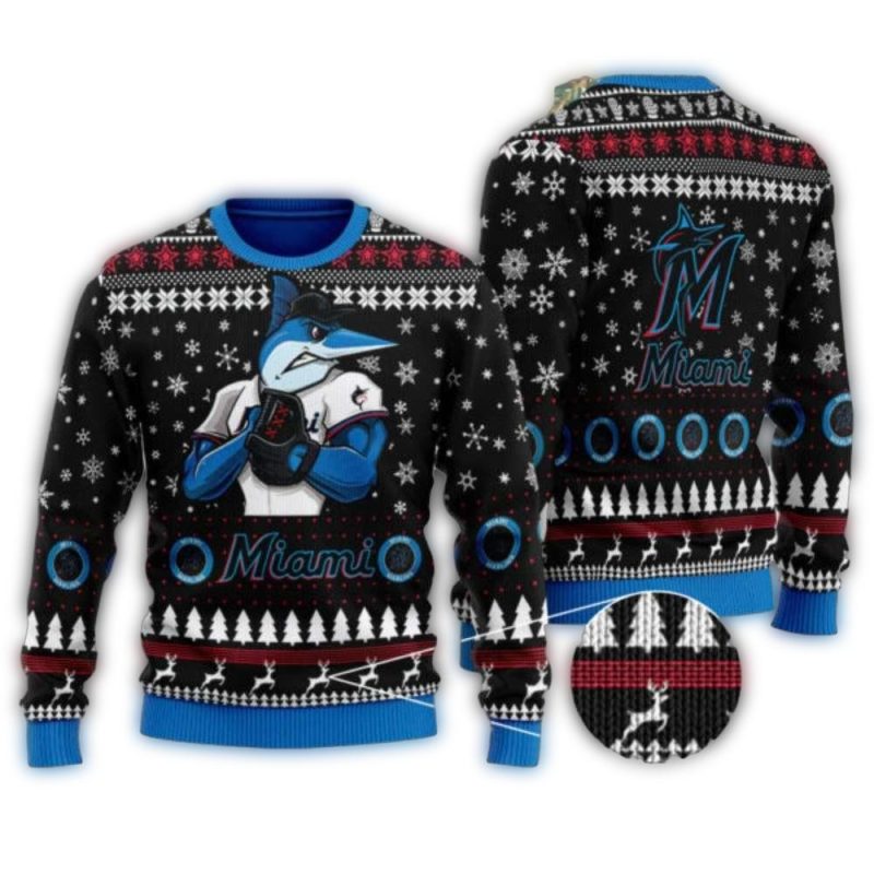 Miami Marlins Baseball Mascot Ugly Sweater 1