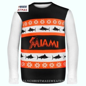 Miami Marlins Black & Orange Christmas Ugly Sweater For Holiday Cheer
