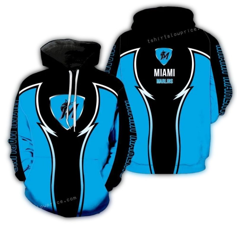 Miami Marlins Black and Blue AOP Hoodie 1