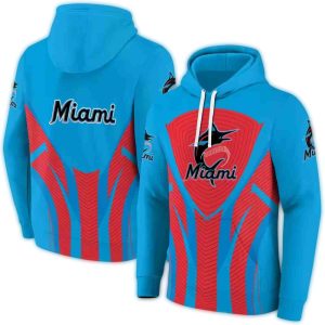 Miami Marlins Concentric Lines All-Over Print Hoodie For Fans