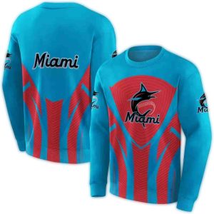 Miami Marlins All-Over Print Sweatshirt With Concentric Lines Design