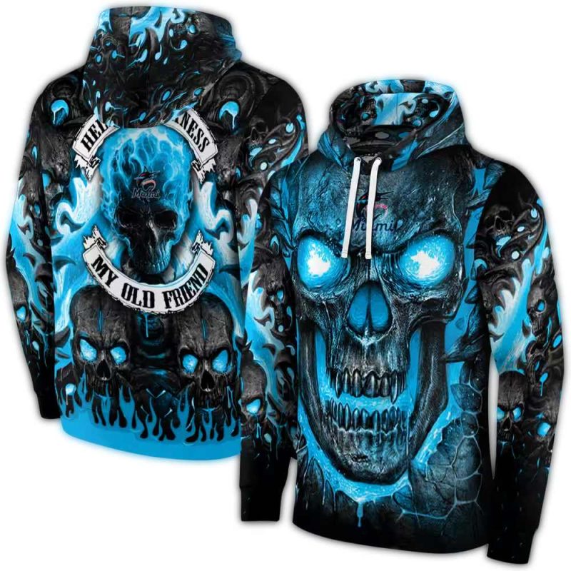 Miami Marlins Demonic Skull AOP Hoodie 1