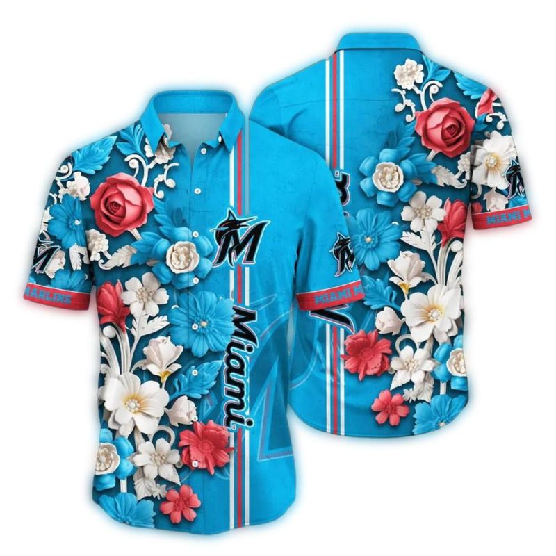 Miami Marlins Elegant Blossom Hawaiian Shirt 1