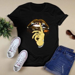 Miami Marlins Glitter Lips Shut The F Up Bold Text Sports T-Shirt