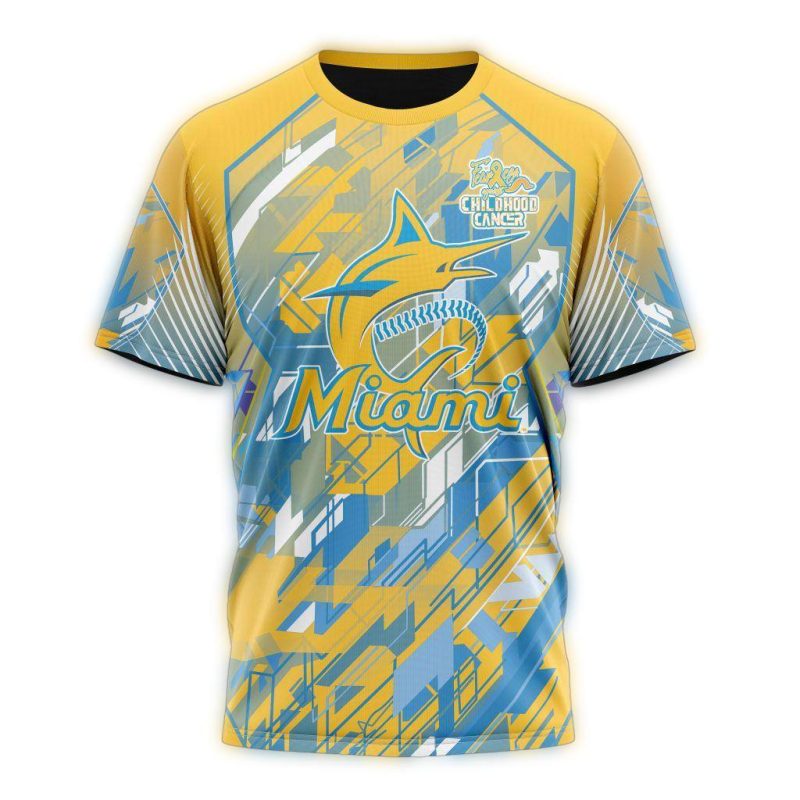 Miami Marlins Fearless Against Childhood Cancers AOP T Shirt 1