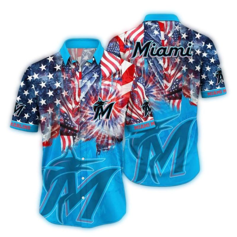 Miami Marlins Fireworks Celebration Hawaiian Shirt 1