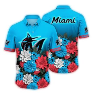 Floral Fade Miami Marlins Hawaiian Shirt For Casual Summer Style
