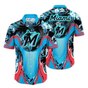 Miami Marlins Floral Hawaiian Shirt - Tropical Baseball Team Style