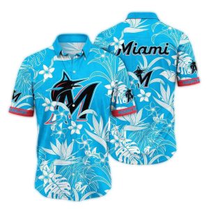 Vintage Miami Marlins Floral Hawaiian Shirt For Tropical Style
