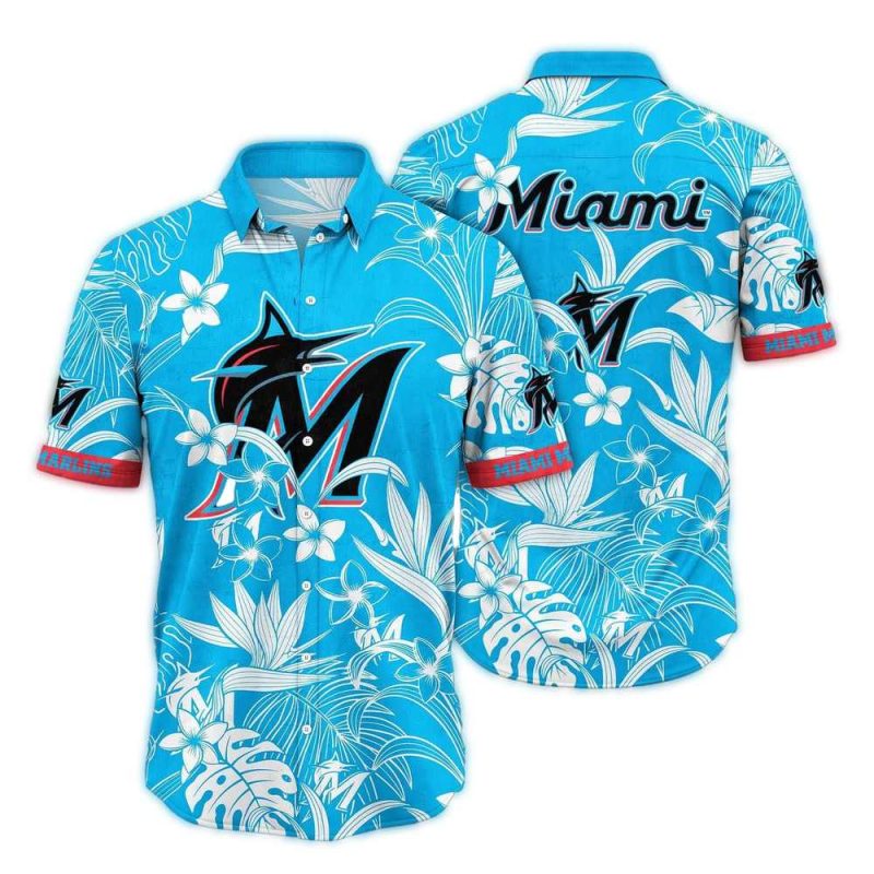 Miami Marlins Floral Flower Vintage Hawaiian Shirt 1