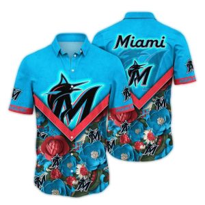 Miami Marlins Floral Hawaiian Shirt For Men - Stylish Beachwear