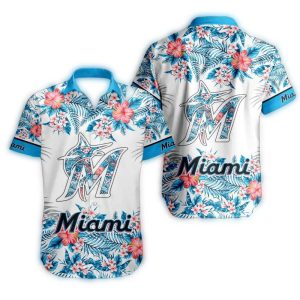 Miami Marlins Floral Hawaiian Shirt For Summer Vacation Style
