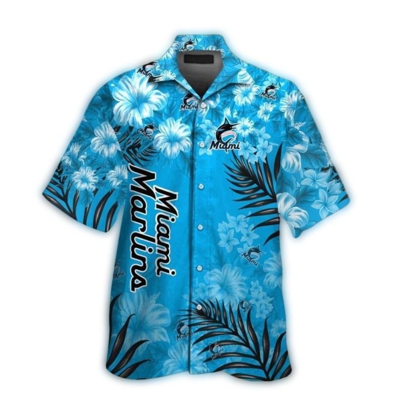Miami Marlins Flower Pattern Hawaiian Shirt 1
